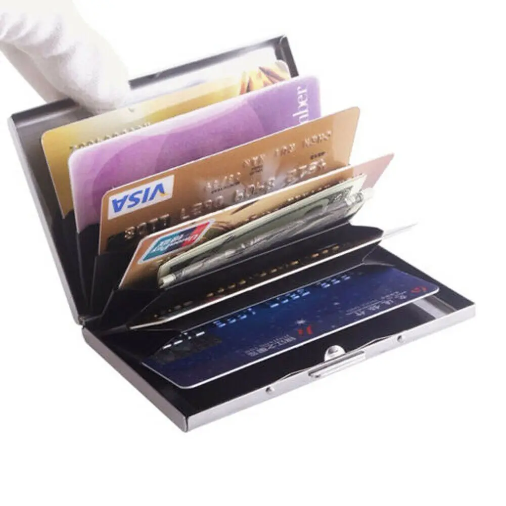Anti-scan Stainless Steel Case Slim RFID Blocking Wallet ID Credit Card Holder