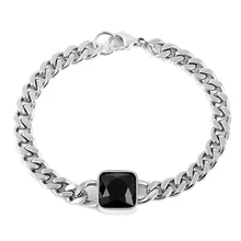 Мужские Женские Унисекс кубинские звенья цепи браслеты персонализированные нержавеющая сталь квадратный браслет-цепочка с камнем браслет на запястье Ювелирные изделия Подарки