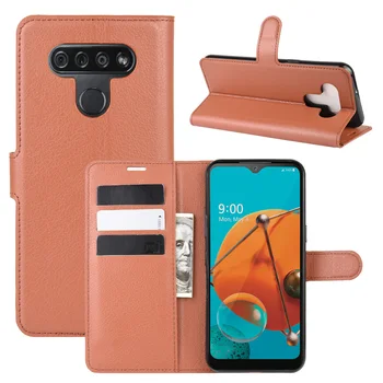 

50pcs/lot PU leather Flip Wallet Litchi Pattern Phone Case For LG K51 Lychee Grain Cover