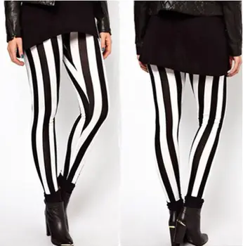 

Stripe Pants Women Black White Striped Slim Pencil Pants Casual Elastic Pants Stretchy women Leggings Female Casual Trousers