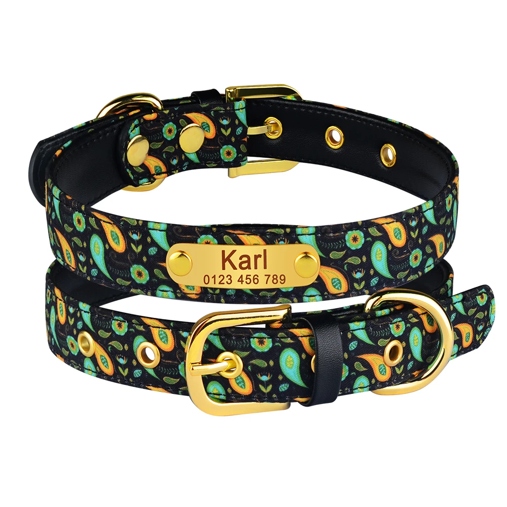 Adjustable Personalized Leather Dog Collar Dog Supplies Engraved Cat Collar Pet Product Unisex Medium Large Custom Dog Collar