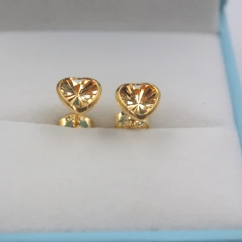 

Solid 18K Yellow Gold Stud Earrings Best Gift Perfect Heart Women Earrings 15x8mm 1.29g Fine Jewelry