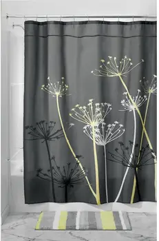 

Thistle Fabric Shower Curtain for Master, Guest, Kids', College Dorm Bathroom, 72" x 72", Gray and Yellow