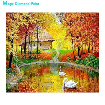 

Autumn Forest Park Fallen leaves Scenic Diamond Painting Oil Round Full Drill Nouveaute DIY Mosaic Embroidery 5D Cross Stitch