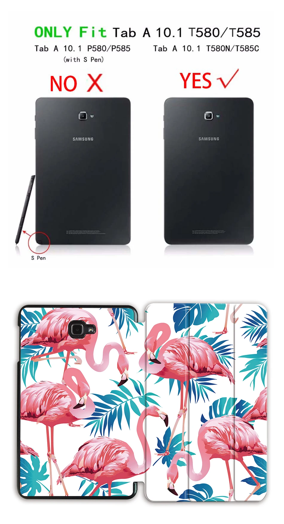 Чехол MTT с фламинго для samsung Galaxy Tab A A6, 10,1 дюймов, Складной флип-чехол из полиуретановой кожи для планшета, чехол T580 T585 T580N T585N Funda
