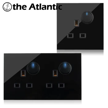 

10A UK Power Socket Electrical Outlet 86 146 Type Wall Socket Black Glass Frame Double Socket Malta Singapore Britain