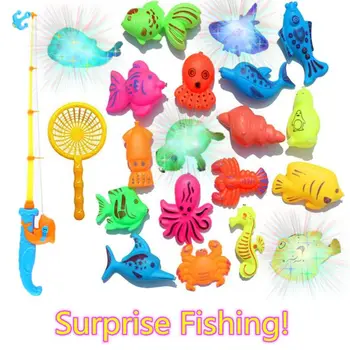 

NEW! Surprise Treasure Fishing Toy Set,Induction Light Up Magnetic Fishing Toy,Boys Girls Bath Toys Party Game