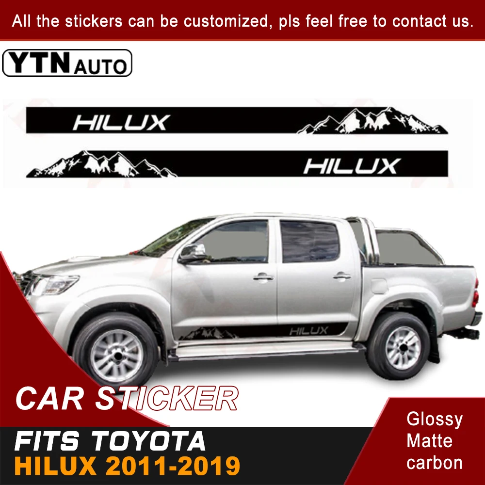 

Автомобильная Наклейка для toyota hilux от 2012 до 2023, 2 шт., боковая дверь, прямоугольная полоса, виниловые графические наклейки