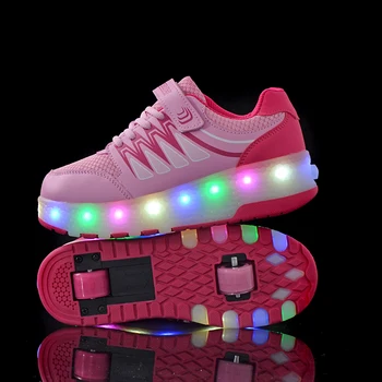 

Two Wheels Luminous Sneakers USB Charging Led Light Roller Skate Shoes for Children Kids Shoes Boys Girls Shoes Light Up Unisex