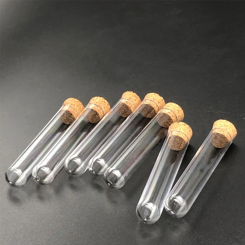 Tubo de ensayo de plástico transparente para laboratorio, tapón de corcho en forma de U, inferior para laboratorio o boda, 12x60mm, 50 Uds.
