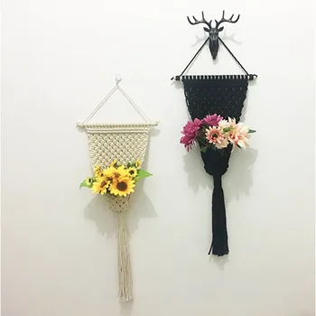 

Black color beige color macrame plant hanger flower hanger tapestry for wall hanging macrame tapestry