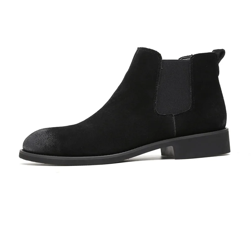 Yomior moda inverno botas chelsea marrom deslizamento