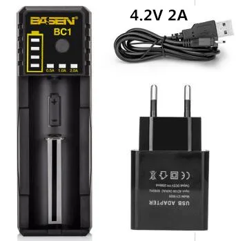 BC-1-EU Батарея Зарядное устройство 18650 26650 21700 Li-Ion Батарея Смарт Зарядное устройство с Зарядное устройство EU USB кабель литиевая батарея 5В 2A настенные адаптеры - Цвет: BC-1-EU