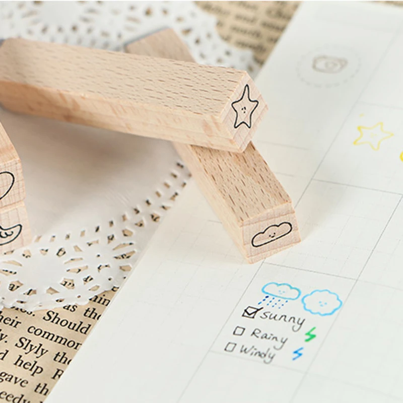 Vintage Simple strokes food animal decoration stamp wooden rubber stamps for scrapbooking stationery DIY craft standard stamp