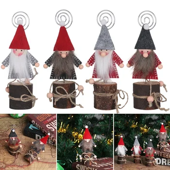 

1PC Christmas Note Clip Photo Clip Xmas Dolls Photo Props Memo Card Clamp Card Holders Note Stand Office Wedding Party Decor
