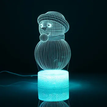 

3D Illusion Lamp 7 Colors Changing Snowman Lamp With Smart Touch And Remote Control 3D Night Light For Boys Girls Bedroom Decor