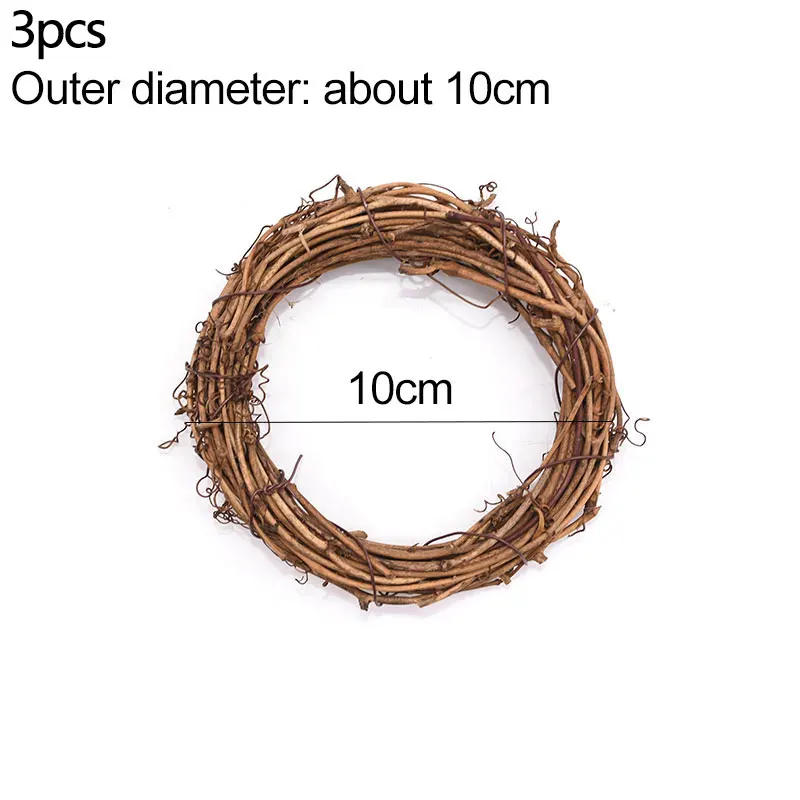 3pcs-10cm 10-30 см натуральный ротанговый венок, Рождественское украшение, свадебный венок, украшение для рукоделия, венок, вечерние Рождественское украшение для дома - Цвет: 3pcs-10cm