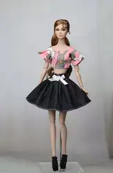 BJD – ensemble de vêtements pour poupée, chemise lapin de dessin animé rose, haut et jupe en jean pour Barbie, accessoires, tenue, 1/6 pouces, maison de poupée, jouet Cosplay pour enfant, 11.5 