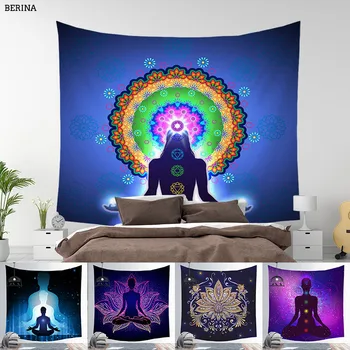 

Chakra Art Tapestry Wall Hanging Mandala Hippie Decor 100% Polyester Buddha Psychedelic Yoga Tapestry Mat Tela Para Tapizar