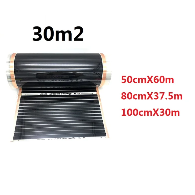 30m2 เกาหลีฟิล์มทําความร้อน 220 w/m2 คาร์บอน Underfloor Warming Mat สําหรับ Home Office โยคะระบบทําความร้อน 1