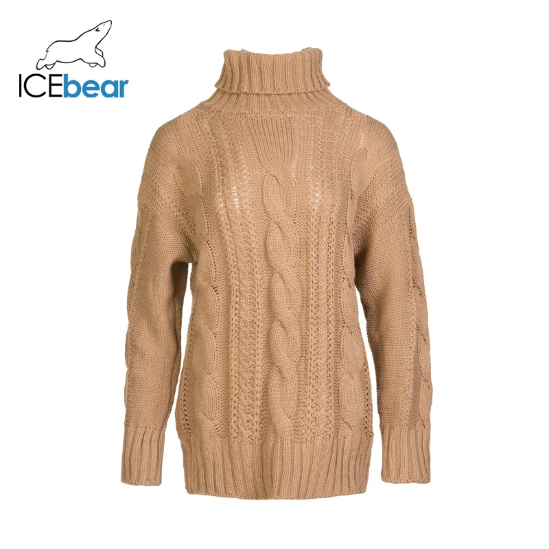 

ICEbear New Chunky Turtleneck Sweater Women Autumn Winter Solid Hollow Out Knitted Pullover Jumpers Loose Sweaters NB-58
