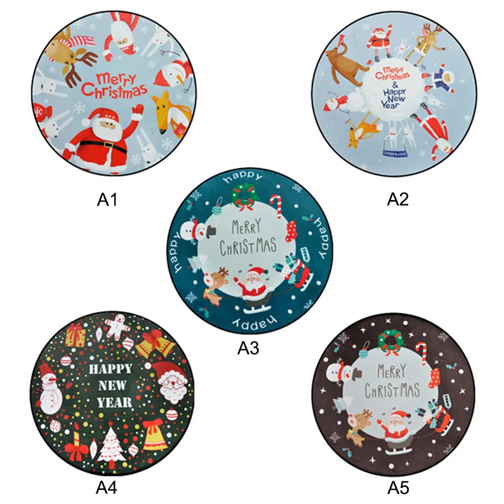 Новогодний Рождественский круглый ковер, коврики Санта-Клауса для детей, дома, спальни, декоративные коврики, 1 шт