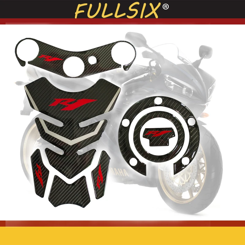 

New motorcycle 3D carbon fiber fish bone sticker decal logo protection pad fuel tank pad for Yamaha yzf-r1 R1