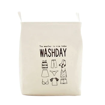 

White Clothing Storage Basket Folding Laundry Basket Cloth Portable Basket Sundry Toy Bag