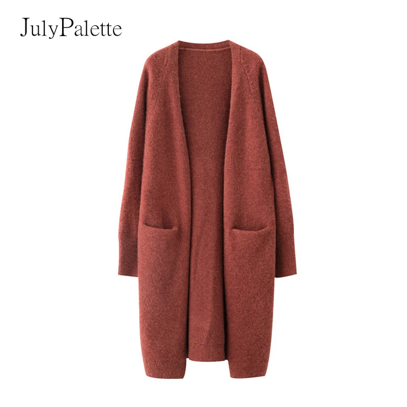 

Свитер Julypalette в стиле оверсайз, пальто, женский корейский Свободный вязаный свитер средней длины, Осень-зима 2022, утепленный кардиган, куртки