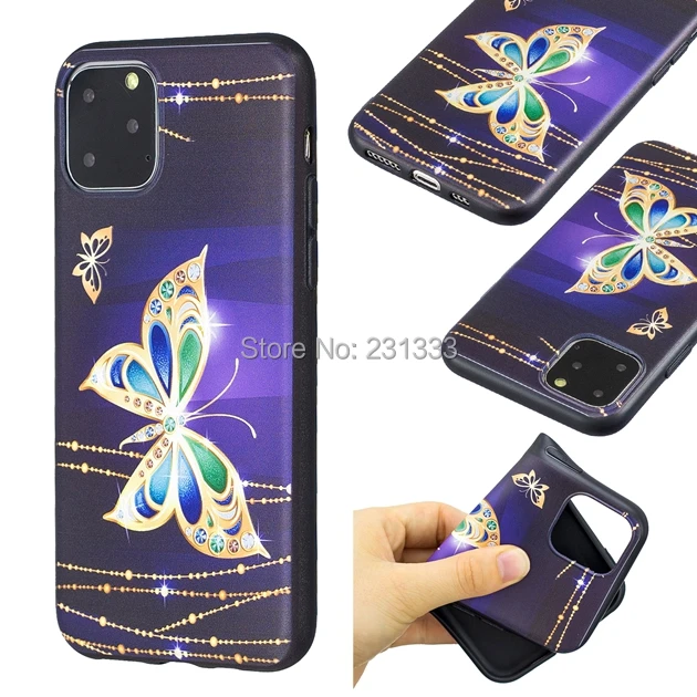 Для Iphone 11 PRO MAX 6,5 ''для samsung Galaxy NOTE 10 PRO мягкий чехол из ТПУ с мультяшным рисунком Рельефный цветок Панда Сова роскошный чехол 50 шт