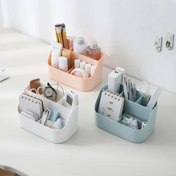 

Remote Control Holder Household Desktop Storage Box Office Desk Compartment Organizer For Home Makeup Storage Organizer Basket