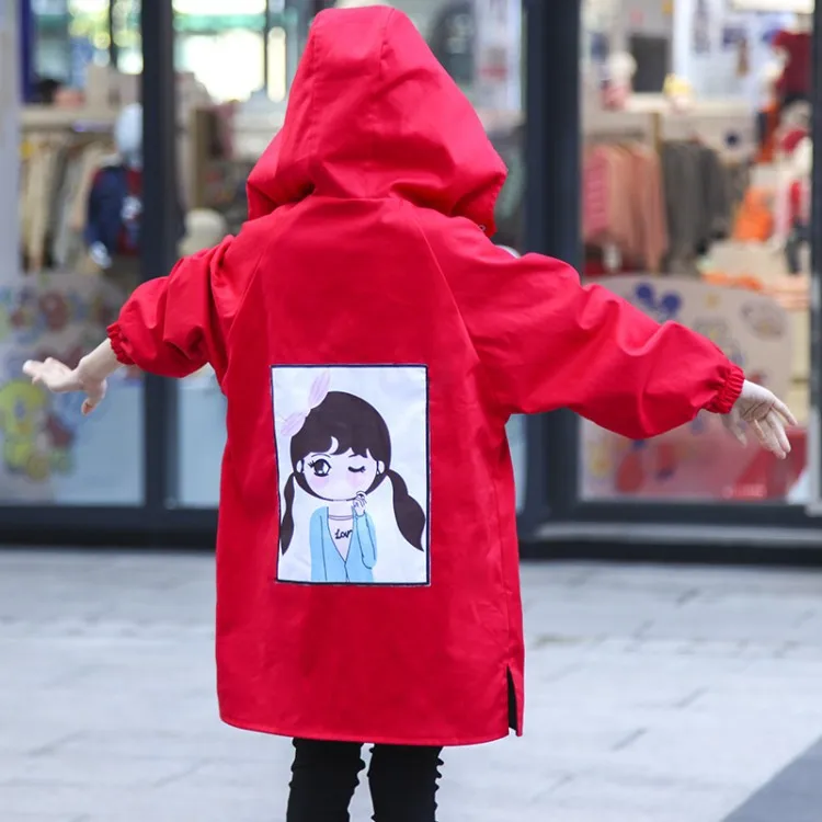 

Girl'S Coat Spring And Autumn 2019 New Style Big Boy Korean-style Western Style Trench Coat Children Mid-length Reversible Coat