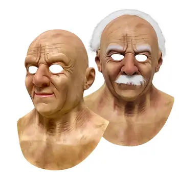 

Old Man Horror Mask Full Face Moustache Latex Halloween Headwear Funny Cosplay Party Scary Mask Helmet Halloween Decorations