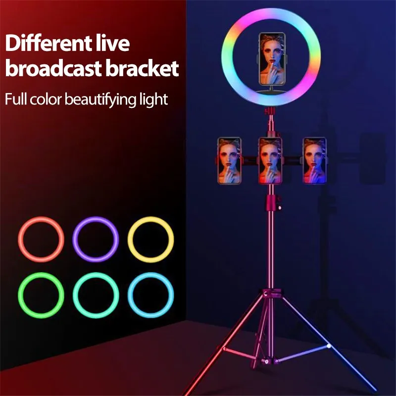 

Professional anchor fill light RGB ring live light beauty selfie photography Camera Ringlight for YouTube Video TikTok
