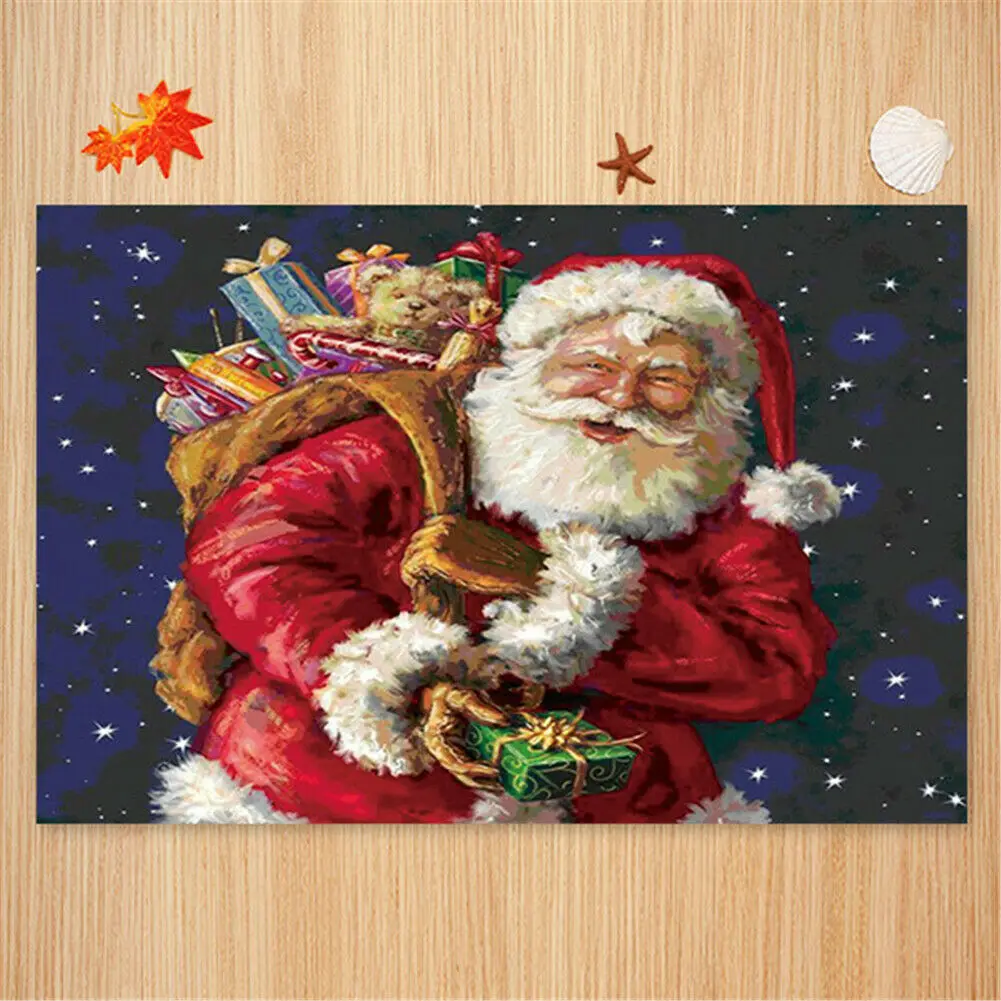 D Christmas Flannel Carpet Santa Claus Rugs Anti-slip Kitchen Room Xmas Floor Mat - Цвет: D