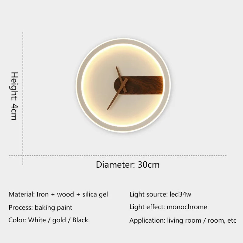 Modern Led Wall Lamp Mute Clock Sconce Lamp Living Room Bedroom Hotel Background Wall Light Indoor Home Decoration Lighting