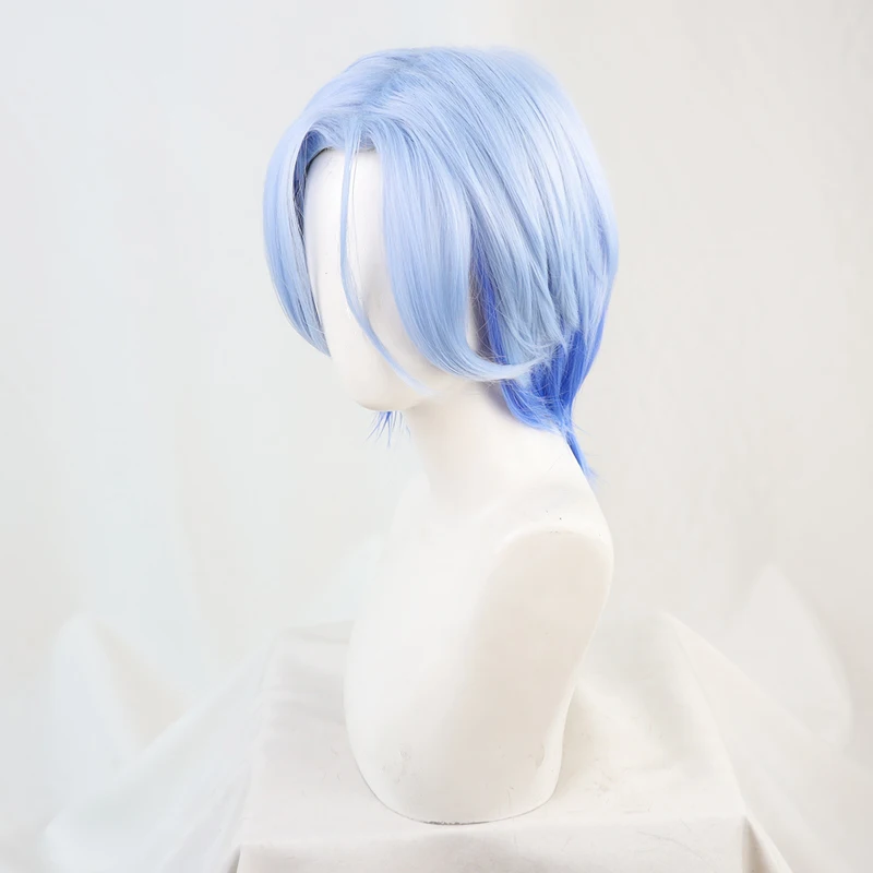 anime cosplay female SK∞ Langa Cosplay Wig Gradient Blue Short Straight Middle Part Mullet Hair Heat Resistant SK8 the Infinity SK Eight + Wig Cap cosplay