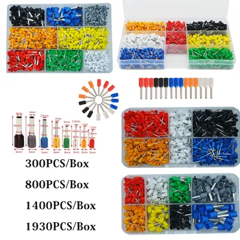 

Boxed tubular terminal various styles electrical wiring connector crimping insulated tube terminals set for 0.5mm2-10mm2 wire