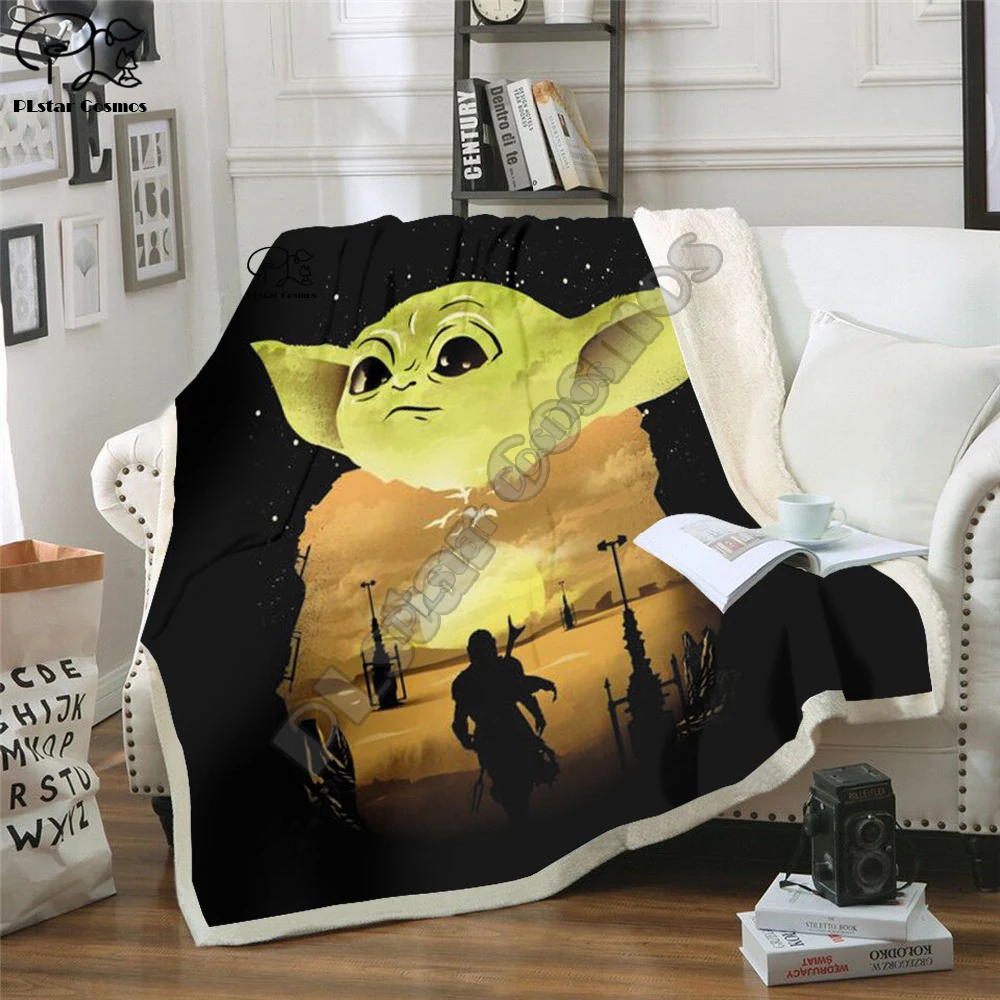 

Kids Galaxy Star Wars Yoda 3D Blankets Fleece Cartoon Anime Print Children Warm Bed Throw Blanket newborn baby Blanket style 025