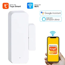Tuya – détecteur intelligent d'ouverture/fermeture de porte, wi fi, alarme de sécurité pour maison connectée, Compatible avec Alexa et Google Assistant 