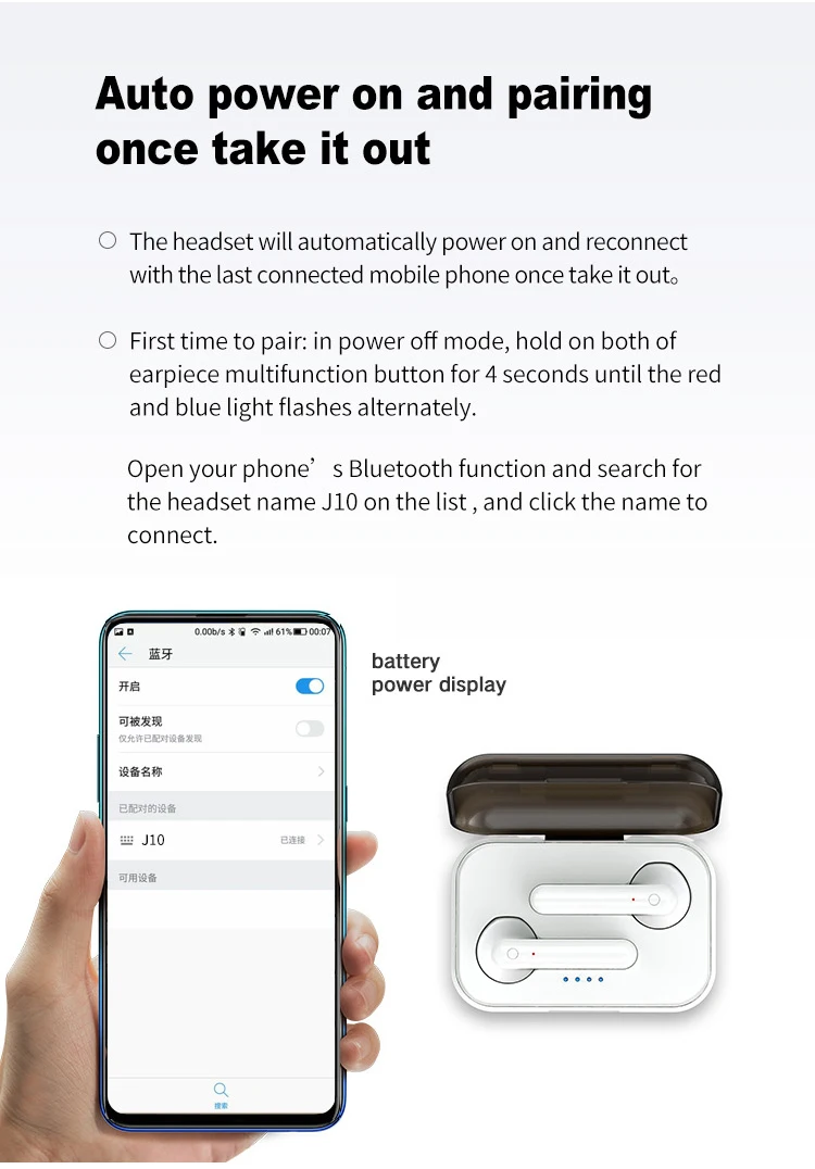 Новое обновление J10 TWS Bluetooth наушники 5,0 вкладыши мини беспроводные гарнитуры бас стерео наушники для iPhone Android Xiaomi