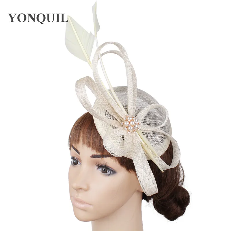 Свадебные sinamay модные волос аксессуары Fascinator Свадебные вечерние гонки шапки женские показать гонки фетровая шляпка шерстяная Формальные вечерние чай головной убор