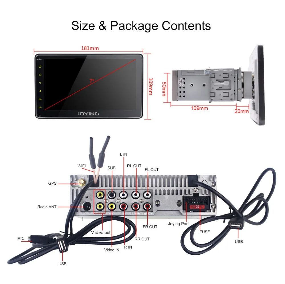 Best JOYING one din 7" universal 2GB car radio playe Android 9.0 DSP GPS support video output/Mirror link/Split Screen head unit 19