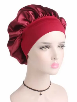 

DHL 500pcs Women Wide Band Satin silk Comfortable Night Sleep Cap Ladies Soft Silk Long Hair Care Headwear