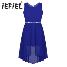 Платье с цветочным узором для девочек; блестящие стразы; Высокая талия; низкий подол; Принцесса; праздничное платье для торжеств; Детские платья для девочек; Свадебная вечерняя одежда