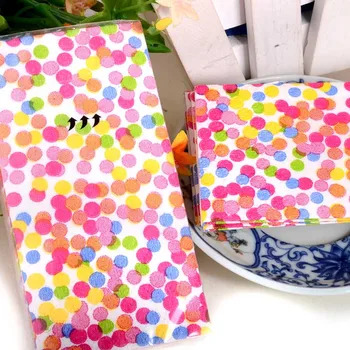 

10pcs Color dots Napkin Paper Handy Pocket toilet tissue for coffee hotel wedding party decoration 21*21cm
