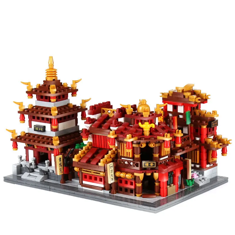 

Chinese style Series The Teahouse Library Cloth House Wangjiang Tower Set Building Blocks Brick for children toys free delivery