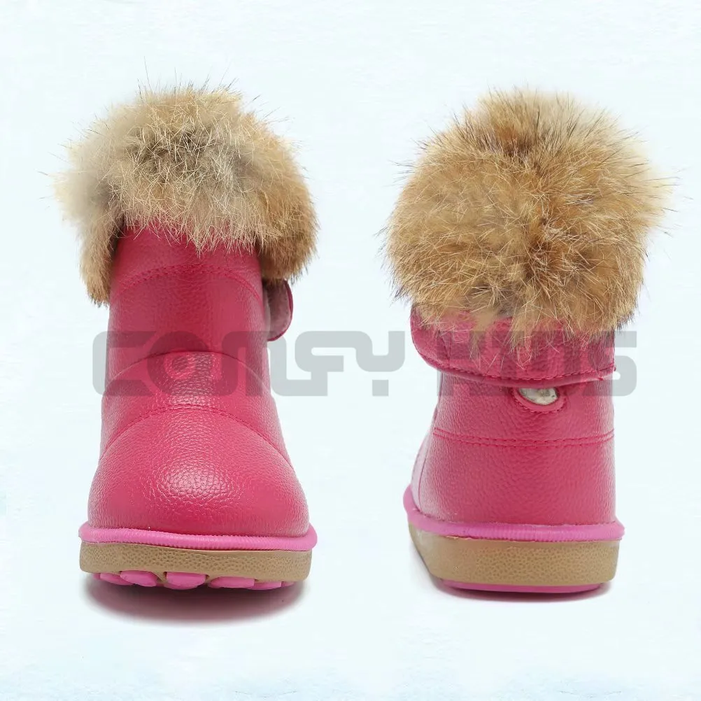 Зимние модные детские ботинки для девочек теплые плюшевые удобные ботинки с мягкой подошвой для маленьких девочек детские кожаные зимние ботинки для малышей