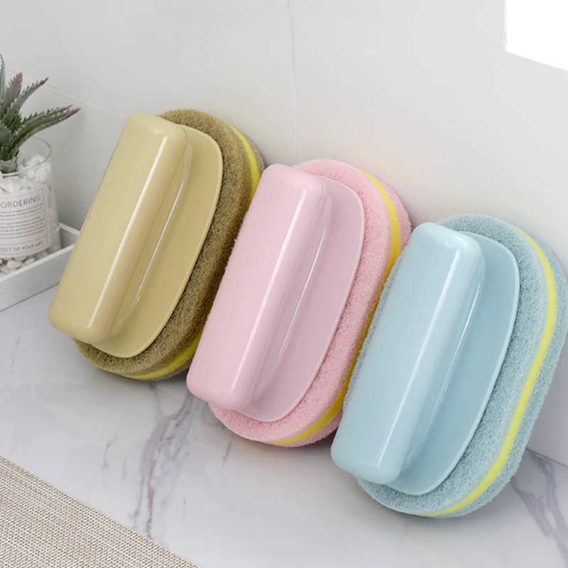 

G Kitchen Cleaning Brush With Handle Grip Scouring Pad Tile Floor Bathtub Scrub Pot Brush Sponge Wipe