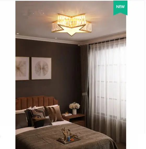 

All-copper post-modern led ceiling lamp crystal bedroom lamp creative children new star lights